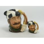 Royal Doulton Large & Small characters jugs of Trapper D6609 & D6612(2)