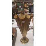 Mid Century brass effect umbrella, inform of umbrella. Height 75cm