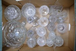 A mixed collection of items of include 1920's glass ware including punch bowl, candlesticks,