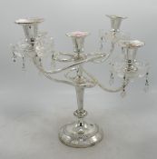 Silver Plated Luster Type Candelabra, height 29cm