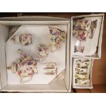 Wade Chintz Floral Boxed Tea for One set with similar napkin rings & similar Condiment set