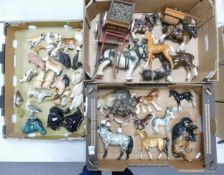 A large mixed collection of pottery Horses, Ducks, Dog & similar (3 trays)