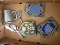 Collection of Italian Brass Photo Frames, Early 20th Century Trench Art moneybox, scissors etc.