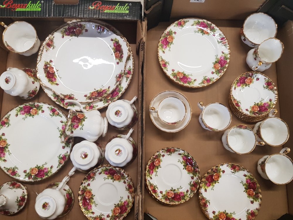 Royal Albert Old Country Roses pattern tea and coffee ware items, 2nds (2 trays).