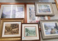 A collection six framed prints with landscape & waterside scenes(6)