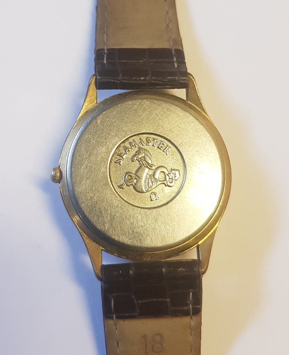 Omega Seamaster Quartz Movement Gold Plated Wrist Watch, untested. - Image 3 of 3