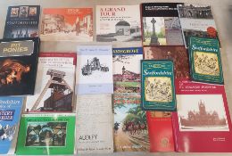 A collection of books with a local interest, together with 2 vintage small suitcases.