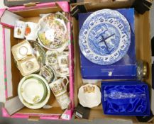 A mixed collection of items to include Spode Blue & White Kitchen Clocks, Boxed Crystal vase,
