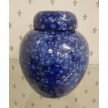 Studio Pottery Ginger Jar with Mottled Blue Glaze (inscribed 'JG' to base)