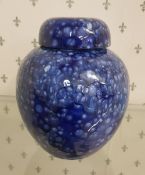 Studio Pottery Ginger Jar with Mottled Blue Glaze (inscribed 'JG' to base)