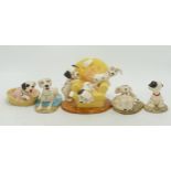 Royal Doulton 101 Damations figures to include Pups in Armchair DM11, Penny and Freckles DM3,