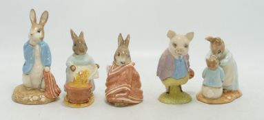 Royal Albert Beatrix Potter figures to include Mrs Rabbit & Peter, Pigling Bland, Poorly Peter