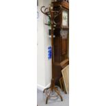 Early 20th Century bent wood hall coat and hat stand