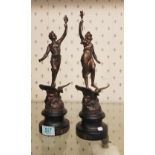 Two French spelter figures 34cm in height (2).