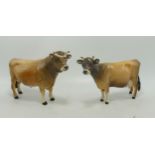 Beswick Jersey Family Bull 1422 (horn missing) & Cow 1345(2)