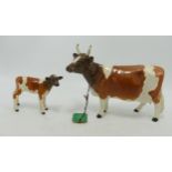 Beswick Ayrshire Cow 1350 & Calf 1249b (2)