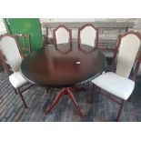 Late 20th century mahogany effect dining table and matching 4 dining chairs.