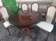 Late 20th century mahogany effect dining table and matching 4 dining chairs.