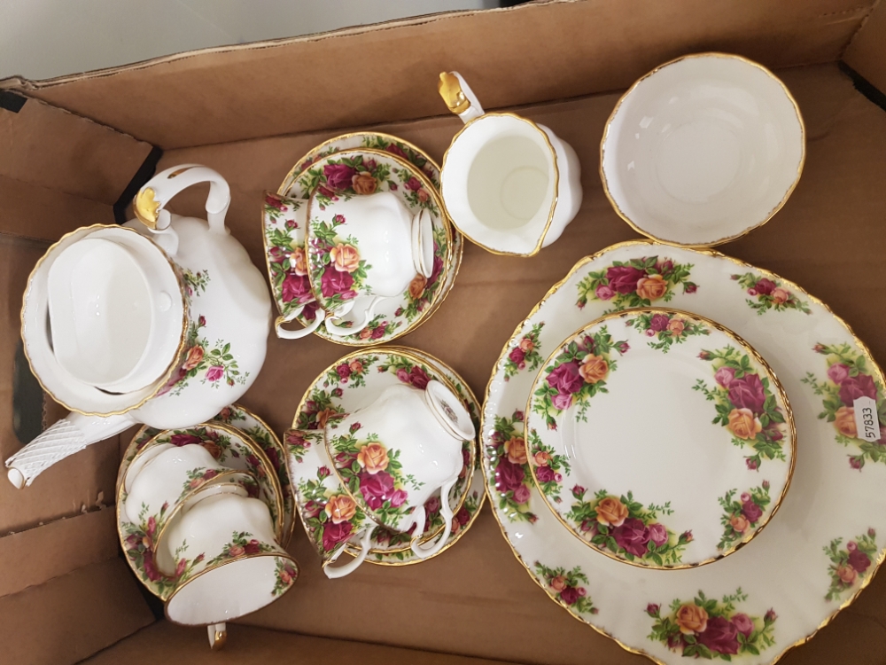 Royal Albert Old Country Roses pattern 22 piece tea set.