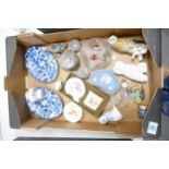 A mixed collection of items to include Wedgwood Jasper ware lidded box, Ethnic White Metal items,