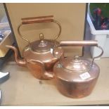 Two copper kettles (2).