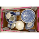 Spode Blue & White Spodes Tower patterned items to include comport, cake plates, soup bowls,