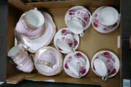 A mixed collection of items of include Queen Anne & Adderley floral decorated tea ware