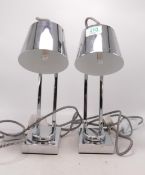 Two modern chrome desk/bedside lamps (2)