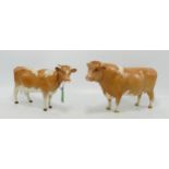 Beswick Jersey Family Bull 1422 & Cow 1345 (Broken Horn)(2)