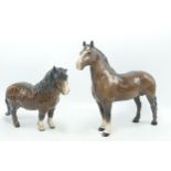 Beswick Wooley Shetland Pony 1033 (damaged ear) & Welsh Cob 1793(2)