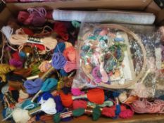 A quantity of tapestry/needlepoint wool (1 tray).