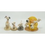 Royal Doulton 101 Dalmation figures to include Pups in armchair DM11, Rolly DM4, Penny DM2 and Pongo