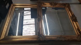 Two Modern Gilt Framed Bevel edged Wall Mirror largest 55 x 67cm(2)