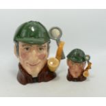 Royal Doulton Large & Small seconds characters jugs of Sleuth D6631 & D6636(2)
