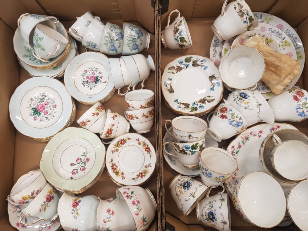 A large collection of Duchess floral tea ware items (2 trays).