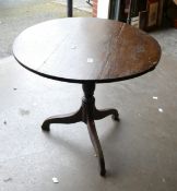 Dark oak Round 3 legged Tilt top dining table 78cm H, 71cm W