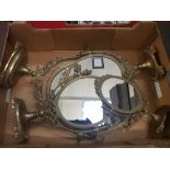 A collection of heavy brass toilet mirrors. Height of tallest 50cm (4)