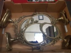 A collection of heavy brass toilet mirrors. Height of tallest 50cm (4)