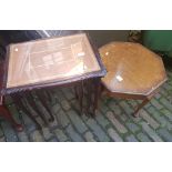 Nest of 3 tables together with a small octagonal occasional table (2).