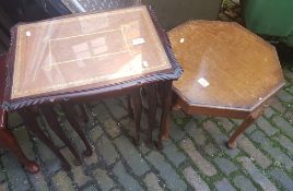 Nest of 3 tables together with a small octagonal occasional table (2).