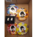 Cased pair of Beatles Yellow Submarine cufflinks together with set of 4 Yellow Submarine coasters (