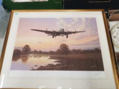 Large Barry Price limited edition Lancaster Dawn framed print.