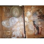 A collection of glass ware to include drinking glasses, bowls, crystal basket etc ( 2 trays)