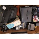 Collection of photographic equipment to include cameras, Kodak camera, camcorder etc.