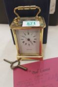 Paul Lavant brass mechanical carriage clock, with original COA.