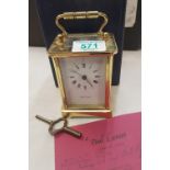 Paul Lavant brass mechanical carriage clock, with original COA.