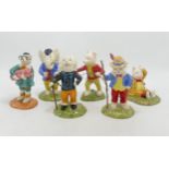 Royal Doulton Rupert figures to include Leading the way RB5, Hugh Firework RB10, Pretending to be an