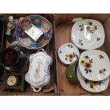 A mixed collection of items to include damaged Chinese bowl, midwinter table ware, art glass vase