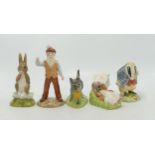 Royal Albert Beatrix Potter figures to include John Joiner, Benjamin Wakes Up, Fierce Bad Rabbit, Mr