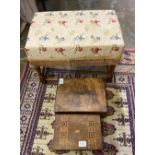 A mixed collection of items to include Distressed Writing Slope, Wooden Jewellery Box &